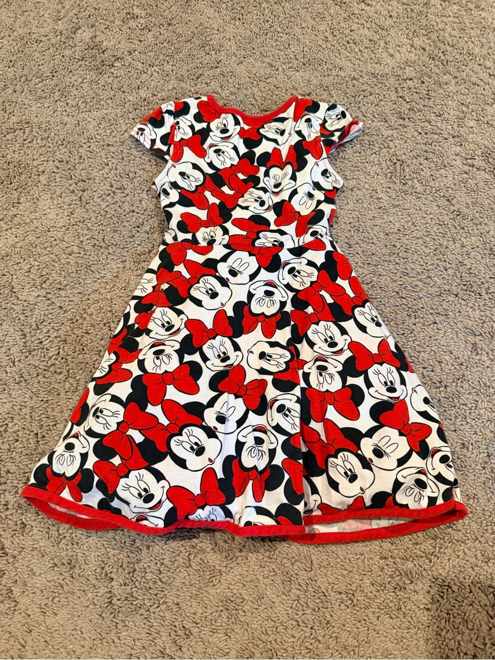 Disney Red and White Minnie Mouse Print Dress with Bow Tie Waist - Picture 6 of 7